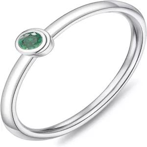 여성용 TOSGMY 탄생석 반지 14K 금 도금 스털링 실버 스택형 생일 선물 엄마용 에메랄드 그린 블루 CZ 보석