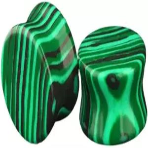 그린 말라카이트 이어플러그 여성용 익스팬더 귀걸이 남성용 1쌍 천연 솔리드 스톤 안장 더블 플레어 이어