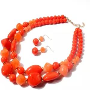 이즈팩 청키 스트랜드 빕 초커 목걸이 귀걸이 아크릴 비즈 댕글 훅 보헤미아 의상 액세서리 여성 신부용