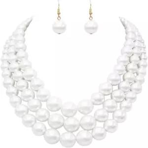 로즈마리 주발리 여성용 컬러풀 멀티 스트랜드 시뮬레이션 진주 목걸이 및 귀걸이 주얼리 선물 세트 18 +3