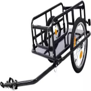 HOYOC 자전거 화물 트레일러 16인치 휠 및 리플렉터가 장착된 대형 접이식 보관 카트 범용 히치가 적재