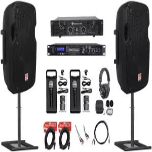 노래방 기계+녹음 시스템 8인치 스피커+2개 마이크+보컬 효과/9밴드 EQ