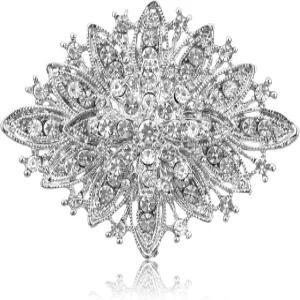 몰레인 빈티지 아트 데코 크리스탈 브로치 여성용 실버 핀 우아한 웨딩 신부 코사지 아연 합금 액세서리