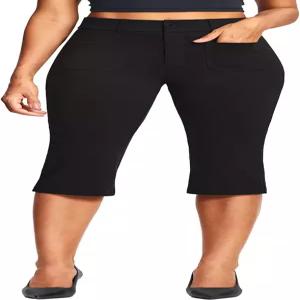 ISEEGZ 18인치 여성용 카프리 팬츠 슬림핏 스트레치 드레시 포켓 포함 여름 작업 캐주얼