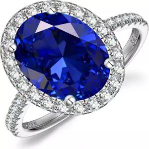 인증된 4ct 랩 그로운 로얄 블루 사파이어 반지 여성용 다이애나 공주 영감 약혼 기념일 9월 탄생석 고급