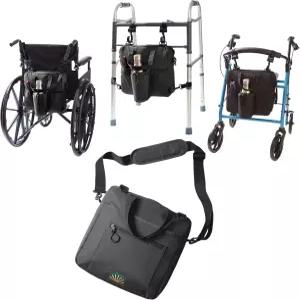 Rollatote Go-Getter 경량 나일론 롤레이터 워커 휠체어 스쿠터에 쉽게 걸고 뗄 수 있는 메신저 백 보틀