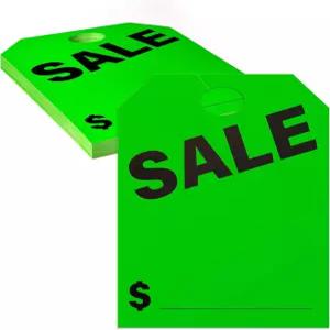 세일 미러 행 태그 차량 창문 판매 표지판 자동차 대리점 용품 네온 그린 8.5인치 x 11인치 50팩