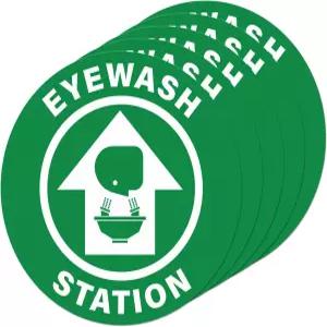 FINDAT 5팩 워시 스테이션 바닥 표지판 스티커 17인치 그린 미끄럼 방지 원형 라벨 접착 비닐 산업 안전