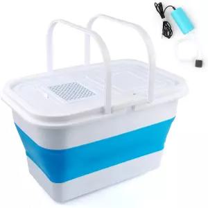 미니 산소 용기 물고기 야외 접이식 장착된 버킷 컨테이너 박스 공간 라이브 여행 절약 메쉬 낚시 펌프가