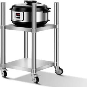 시메야오 14인치 x 31인치 라이스 워머 스탠드 스테인리스 스틸 2개의 선반과 4개의 캐스터 주방