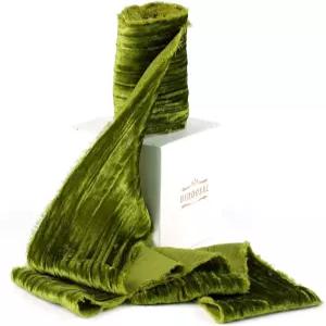 화환 장식 크리스마스 트리 꽃다발 선물 포장 보우 제작 웨딩 장식용 DINDOSAL 올리브 그린 벨벳 리본