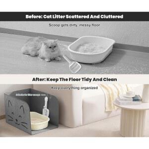 BEVEETIO 방수 인클로저 고양이 가드 배변 스플래시 스쿱용 상자 탈착식 후크 매트