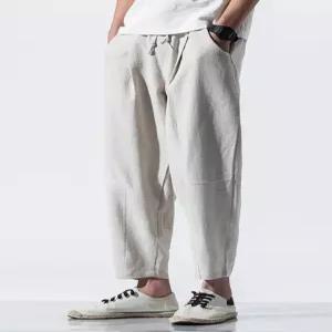 남자 면바지 흰색 여름 바지 편한 고무줄 허리 팬츠 빅사이즈