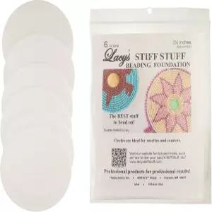 레이시스 스티프 스터프 비딩 파운데이션 ？ 3.5인치 원형 흰색 원단 6피스 미국산 비드 앤 스티치 자수
