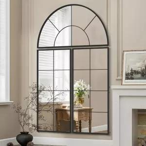 Besdomus 대형 블랙 아치형 거울 40 x60 클래식 창문 유리창 입구용 3피스 오버사이즈 벽 장식 /홀웨이