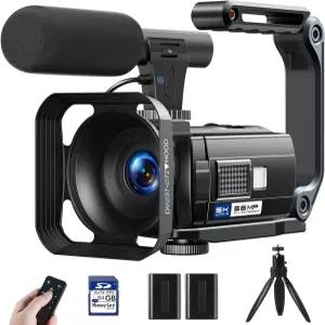 캠코더 비디오 카메라 야간 투시 기능이 있는 5K 캠 코더 WiFi 3인치 270° 회전식 터치스크린 56MP 유튜브