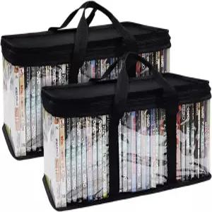 SILD 핸디 휴대용 DVD/CD 보관 가방 2팩 튼튼한 손잡이 세트2개 세트로 총 80개의 영화 또는 비디오 게임을