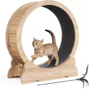 35.4인치 실내 고양이 운동 휠 부드럽고 조용한 롤러가 있는 러닝 분리형 카펫 및 재미있는 피트니스