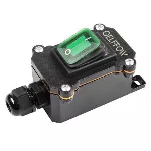 OELFFOW 방수 온/오프 토글 스위치 녹색 표시등 포함 로커 버튼 인라인 코드 DPST AC/DC 20A125V 16A250V