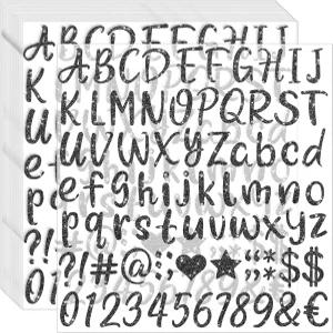 Huimdery 1620Pcs 블랙 레터 스티커 20매 알파벳 비닐 1인치 글리터 방수 ABC 번호 졸업 모자 물병
