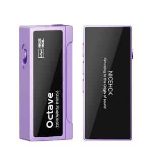 NICEHCK 옥타브 휴대용 DAC ES9039Q2M 및 IEM용 동글 / 볼륨 CNC 어댑터 USB 인라인 헤드폰 디코더 iOS 오디오 100단계 안드로이드 알루미늄(퍼플) 폰 마이크 PC용 하이파이