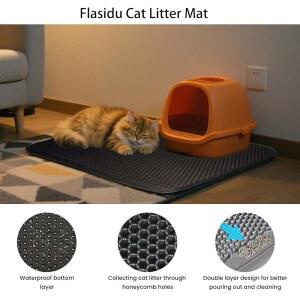 FLASIDU 고양이 이중 트래핑 배변 상자 방수 세척 매트 레이어 방지 소변 간편한