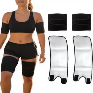 Geynow 4 PCS 허벅지 및 팔 랩 압박 세트 체중 감량을 위한 햄스트링 브레이스 여성용 스웨트 밴드 슬림화