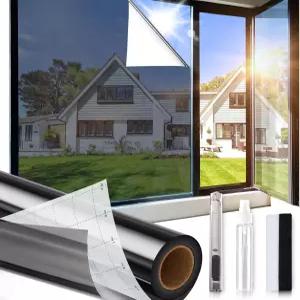 윈디마일리 원웨이 프라이버시 윈도우 필름 가정용 반사 틴트 열 제어 태양 차단 미러 도어 커버에 3개의