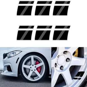 Xotic 기술 6Pcs 자동차 외관 반사형 스포티 레이싱 스타일 타이어 림 스티커 휠 허브 해시 스트라이프
