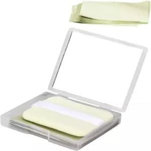 지성 피부용 휴대용 메이크업 블롯팅 종이 제거 및 모공 최소화를 위한 미러 케이스 페이셜 오일 컨트롤