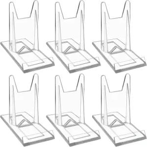 본시코키 6팩 조절 가능 투명 아크릴 책 디스플레이 스탠드 홈 오피스 장식 및 축제용 미니 이젤 홀더