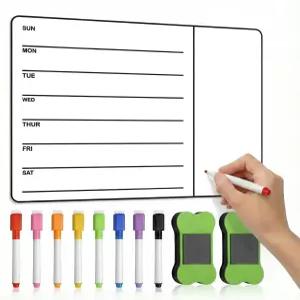 냉장고용 주간 마그네틱 메뉴 보드 8가지 색상 마커가 있는 냉장고 캘린더에서 16x12 식사 계획을 위한