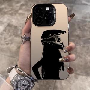 패션 바이크 오토바이 헬멧 소녀 실버 IMD 폰 케이스 아이폰 호환 11 12 13 14 15 16 17 에어 프로 맥스 플