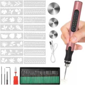 37비트가 장착된 전기 각인 펜 USB 충전식 무선 에칭 도구 보석 나무 유리 석재 조각을 위한 휴대용 DIY