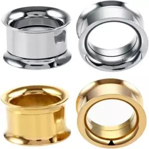 뉴젠로 골드 톤 실버 이어 터널 플러그 익스팬더 게이지 스트레처 더블 플레어 귀걸이 나사 스테인리스