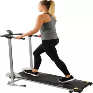 써니 헬스 피트니스 컴팩트 및 접이식 러닝머신 미끄럼 방지 표면 듀얼 모드 걷기/달리기 비전기식 고정