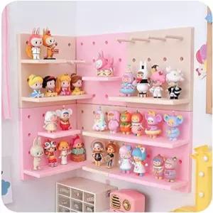 선반과 후크가 있는 벽용 HGYZE 페그 보드 펀칭 공예품 보관함 없음 열쇠고리 걸이용 소형 페그보드 선반