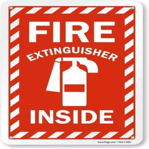 SmartSign 10 x 7 인치 소화기 내부 금속 표지판 사전 청소된 구멍 40 밀리 적층 방청 알루미늄 빨간색 및