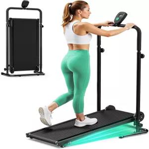 듀얼 플라이휠 및 고정 경사각이 있는 비전기식 러닝머신 LCD 모니터가 무동력 미끄럼 방지 벨트 소형