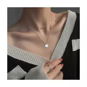 미니 볼 초커 레이어드 코인 실버 목걸이 세트