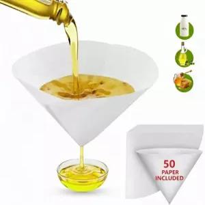 50 필터 페이퍼 프리미엄 그리스 용기 10인치 스푼 오일 주방 요리 재사용 가능한 스트레이너 분리기 홀더