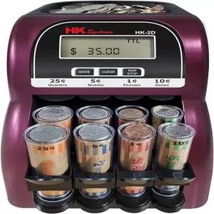 HK 시스템즈 HK2D 디지털 USD 코인 카운터 및 LCD 디스플레이가 있는 분류기 분당 260 코인을 포장지 2 줄