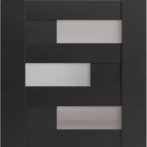 VDOMOORRS 슬래브 헛간 문 패널 프로스팅 유리 세트 6933 매트 블랙 견고한 완성된 포켓 옷장 슬라이딩28 x