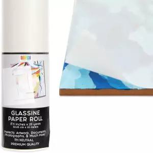 브라이트 크리에이션 글래신 종이 롤 산성 보관 반투명 및 그리스 방지 아트워크 문서용 17.5인치 x 25야드