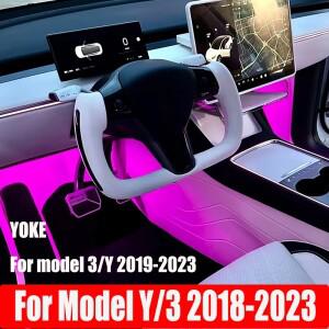 테슬라 모델 Y M3 2017-2024 스티어링 휠 핸들 레이싱 스포츠 요크 나파 가죽 난방 자동차 액세서리  업그