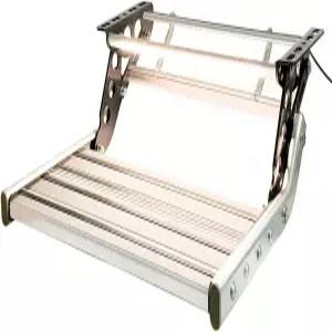 JustV RV 캠퍼 스텝 단일 드롭 다운 한 손으로 확장 또는 붕괴 수동 계단 미끄럼 방지 고무 발과 빛나는