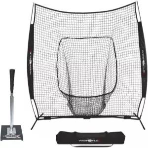 웹 플렉스 스파이더 시리즈 7x7 양말 네트 및 조절 가능한 배팅 티 번들 모든 연령대를 위한 휴대용 야구