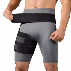 좌골 를 위한 빙보프로 고관절 브레이스 여성 남성용 조절식 허벅지 압박 슬리브 사타구니 랩 부상을