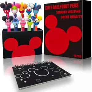 APQA 10Pcs 귀여운 마우스 헤드 캐릭터 접이식 볼펜 나선형 사인북 세트 여성용 ？ 책상 장식 액세서리 학생