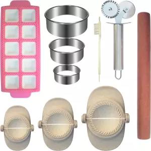 라비올리 프레스 금형용 QDIFUOK 파스타 만들기 키트 메이커 10개 포함 우드 롤링 핀 엠파나다 반죽 커터